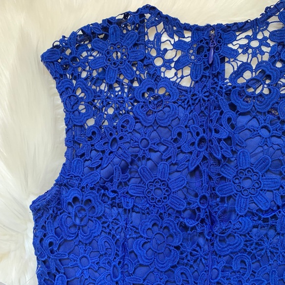 Bebe Lace Sleeveless Asymmetrical Cobalt Dress - Picture 5 of 5